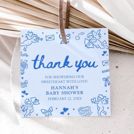 Hand Drawn Valentine Little Sweetheat Baby Shower フェイバータグ