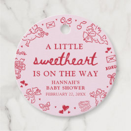 Hand Drawn Valentine Little Sweetheat Baby Shower フェイバータグ