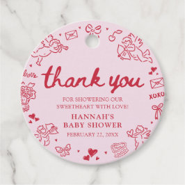 Hand Drawn Valentine Little Sweetheat Baby Shower フェイバータグ
