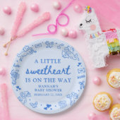 Hand Drawn Valentine Little Sweetheat Baby Shower ペーパープレート (パーティー)