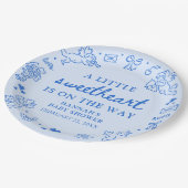 Hand Drawn Valentine Little Sweetheat Baby Shower ペーパープレート (アングル)