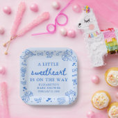 Hand Drawn Valentine Little Sweetheat Baby Shower ペーパープレート (パーティー)