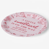 Hand Drawn Valentine Little Sweetheat Baby Shower ペーパープレート (アングル)