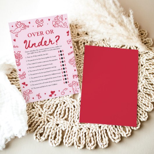 Hand Drawn Valentine Over Or Under Baby Shower 招待状