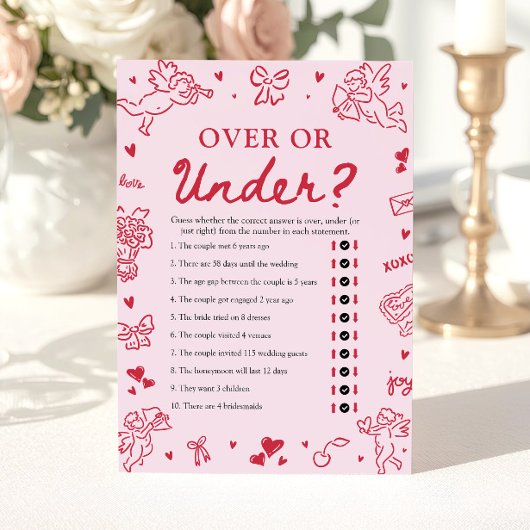 Hand Drawn Valentine Over Or Under Bridal Shower  招待状