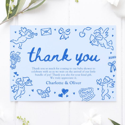 Hand Drawn Valentine Sweetheart Thank you card サンキューカード