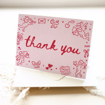 Hand Drawn Valentine Sweetheart Thank you card