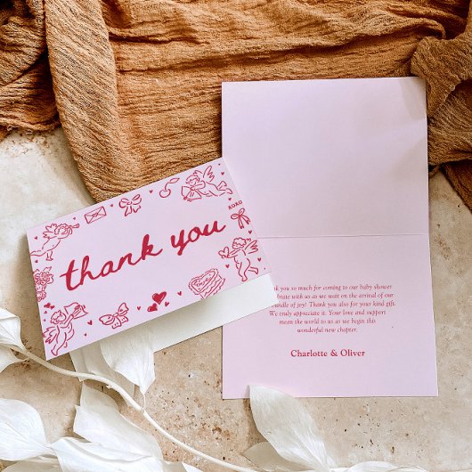 Hand Drawn Valentine Sweetheart Thank you card サンキューカード