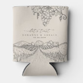 Hand Drawn Vineyard Winery Tuscany Wedding Favor 缶クーラー (正面)
