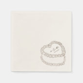 Hand Drawn Vintage Cake Whimsical Wedding スタンダードカクテルナプキン (正面)