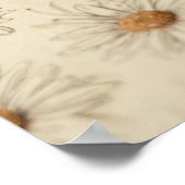 Hand-drawn vintage daisies arranged insoft pattern ポスター (角)