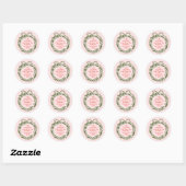 Hand-Drawn Vintage Pink Christmas Envelope Seals ラウンドシール (シート)