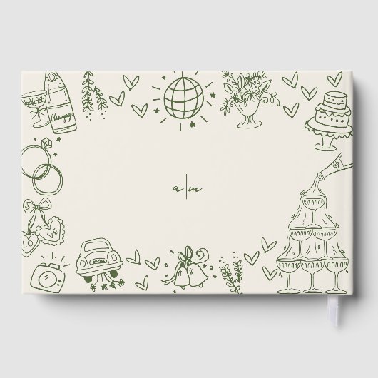 Hand Drawn Vintage Retro Wedding ゲストブック (裏面)