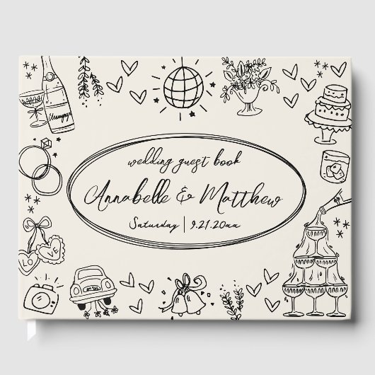 Hand Drawn Vintage Wedding ゲストブック (正面)