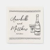 Hand Drawn Vintage Wedding スタンダードカクテルナプキン (正面)