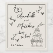 Hand Drawn Vintage Wedding ワインラベル (シングルラベル)