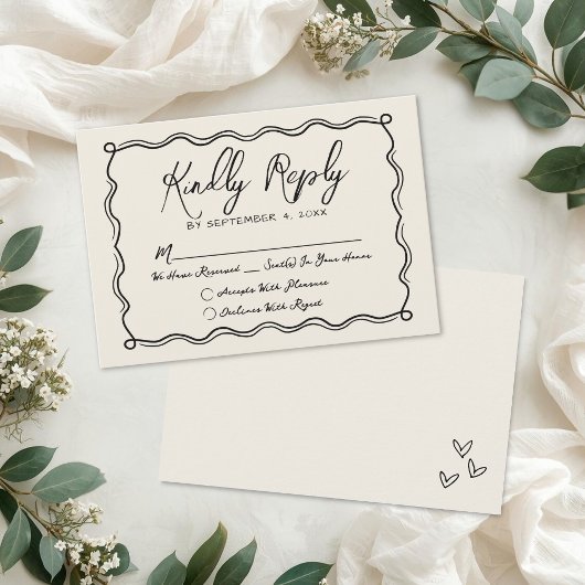 Hand Drawn Vintage Wedding 出欠カード