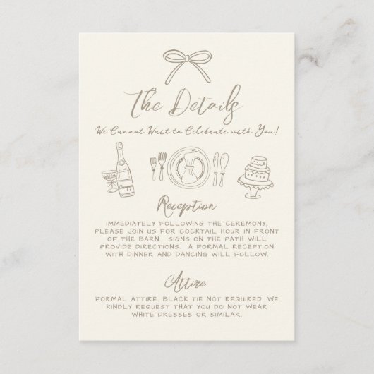 Hand Drawn Vintage Wedding Details エンクロージャーカード (正面)