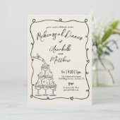 Hand Drawn Vintage Wedding Rehearsal Dinner 招待状 (スタンド正面)