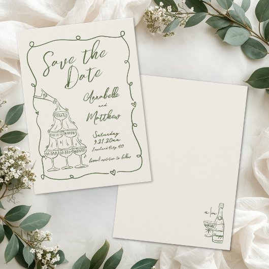 Hand Drawn Vintage Wedding Save The Date セーブザデート