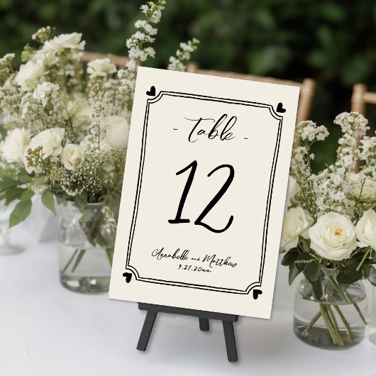 Hand Drawn Vintage Whimsical Wedding テーブルナンバー