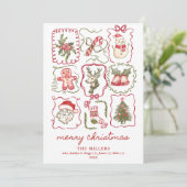 Hand Drawn Watercolor Doodle Christmas 3 Photo シーズンカード (スタンド正面)