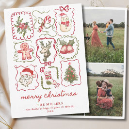 Hand Drawn Watercolor Doodle Christmas 3 Photo シーズンカード