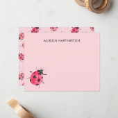 Hand-Drawn Watercolor Ladybug Whimsical Insect ノートカード (正面/裏面インサイチュ)