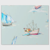 hand drawn watercolor sailboat illustrationsailboa ラッピングペーパー (フラット)