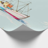 hand drawn watercolor sailboat illustrationsailboa ラッピングペーパー (角)