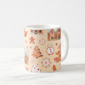 Hand drawn watercolour seamless pattern of gingerb コーヒーマグカップ (正面右)