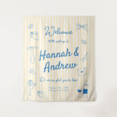 Hand Drawn Wedding Backdrop Tapestry タペストリー (正面)