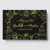 Hand Drawn Wedding Black Gold ゲストブック (正面)