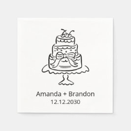 Hand Drawn Wedding Cake スタンダードカクテルナプキン