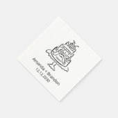 Hand Drawn Wedding Cake スタンダードカクテルナプキン (角)