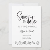 Hand drawn Wedding Chic Black White Save the date (正面)