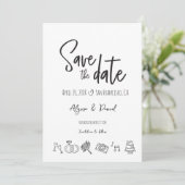 Hand drawn Wedding Chic Black White Save the date (スタンド正面)
