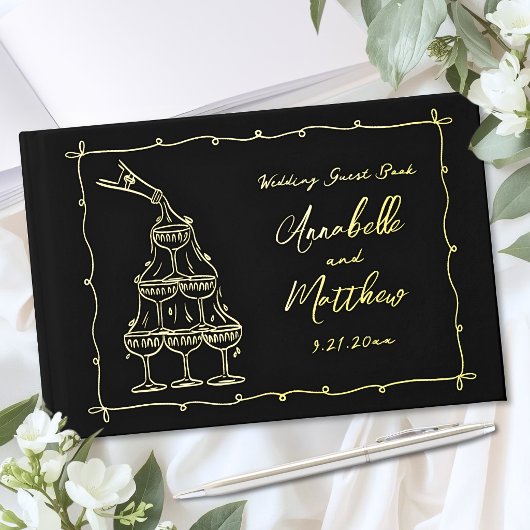 Hand Drawn Wedding Gold ゲストブック
