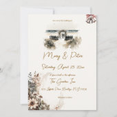 Hand drawn wedding invitation floral beach 招待状 (正面)