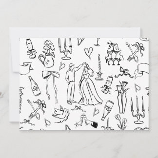 hand drawn wedding marriage bridal toile サンキューカード