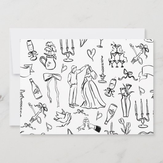 hand drawn wedding marriage bridal toile サンキューカード (正面)