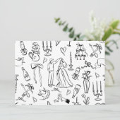 hand drawn wedding marriage bridal toile サンキューカード (スタンド正面)