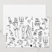 hand drawn wedding marriage bridal toile サンキューカード (正面/裏面)