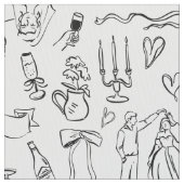 hand drawn wedding marriage bridal toile ファブリック (クローズアップ)