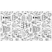 hand drawn wedding marriage champagne fountain テーブルクロス (正面(横))