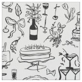 hand drawn wedding marriage champagne fountain ファブリック (クローズアップ)