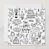 hand drawn wedding marriage champagne fountain 招待状 (正面)