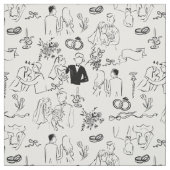 hand drawn wedding marriage engagement proposal ファブリック (見本)