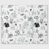 hand drawn wedding marriage engagement proposal ラッピングペーパー (フラット)