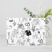 hand drawn wedding marriage engagement proposal 招待状 (スタンド正面)